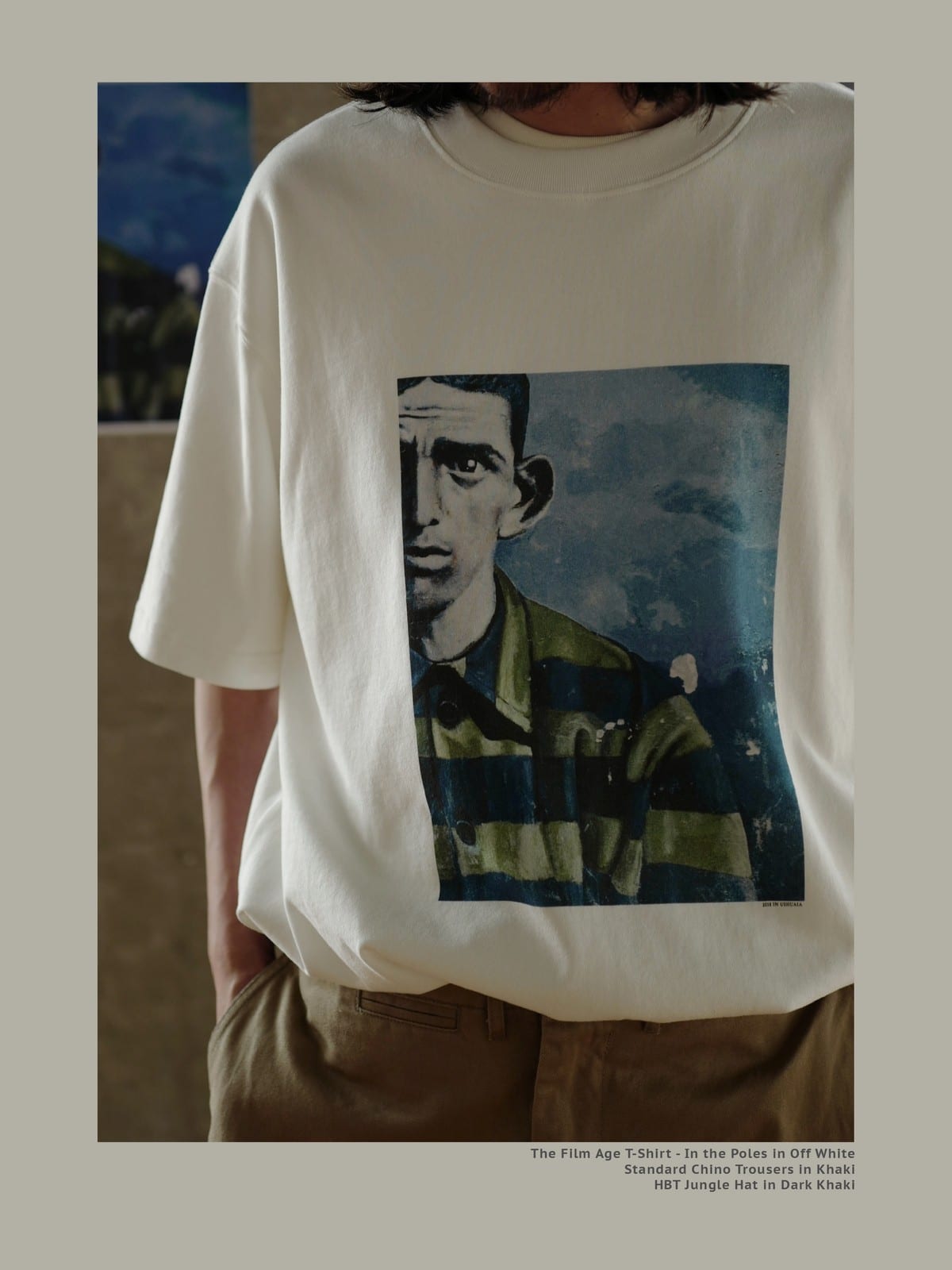 USAGE Air Spun Cotton Graphic T Shirt in White - On Male Model