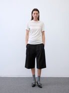 Random Piece Lyocell Blend Letter Print T Shirt in White - On Female Model
