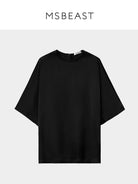MSBEAST Oversized Acetate Satin T Shirt in Black