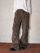 MEDM Wide Leg Parachute Cargo Pants in Brown - On Model