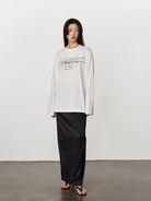 Random Piece Script Letter Print Cotton T Shirt in White - On Female Model