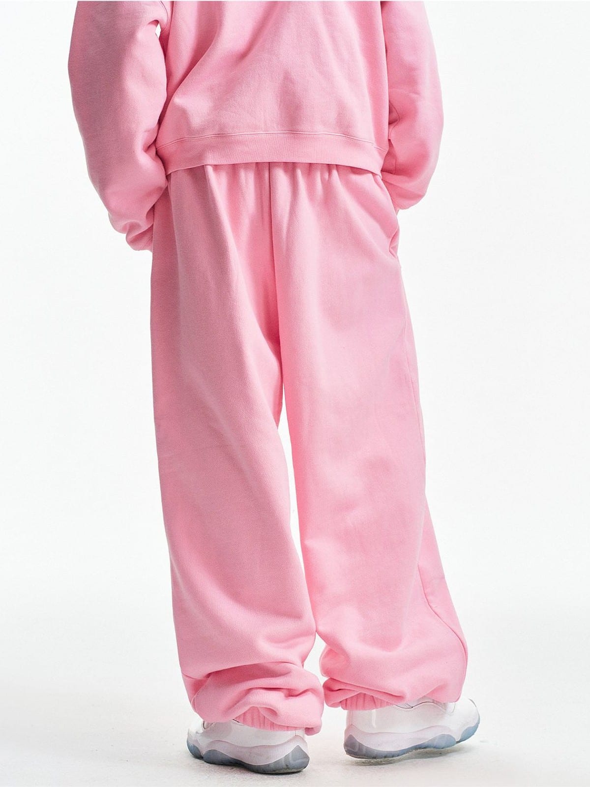MEDM Cotton Drawstring Sweatpants in Pink - On Model