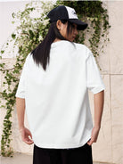MEDM Tufted Logo Cotton T Shirt in White - Lifestyle