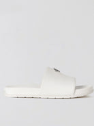 SMFK Leather Cross Detail Slide Sandals in White