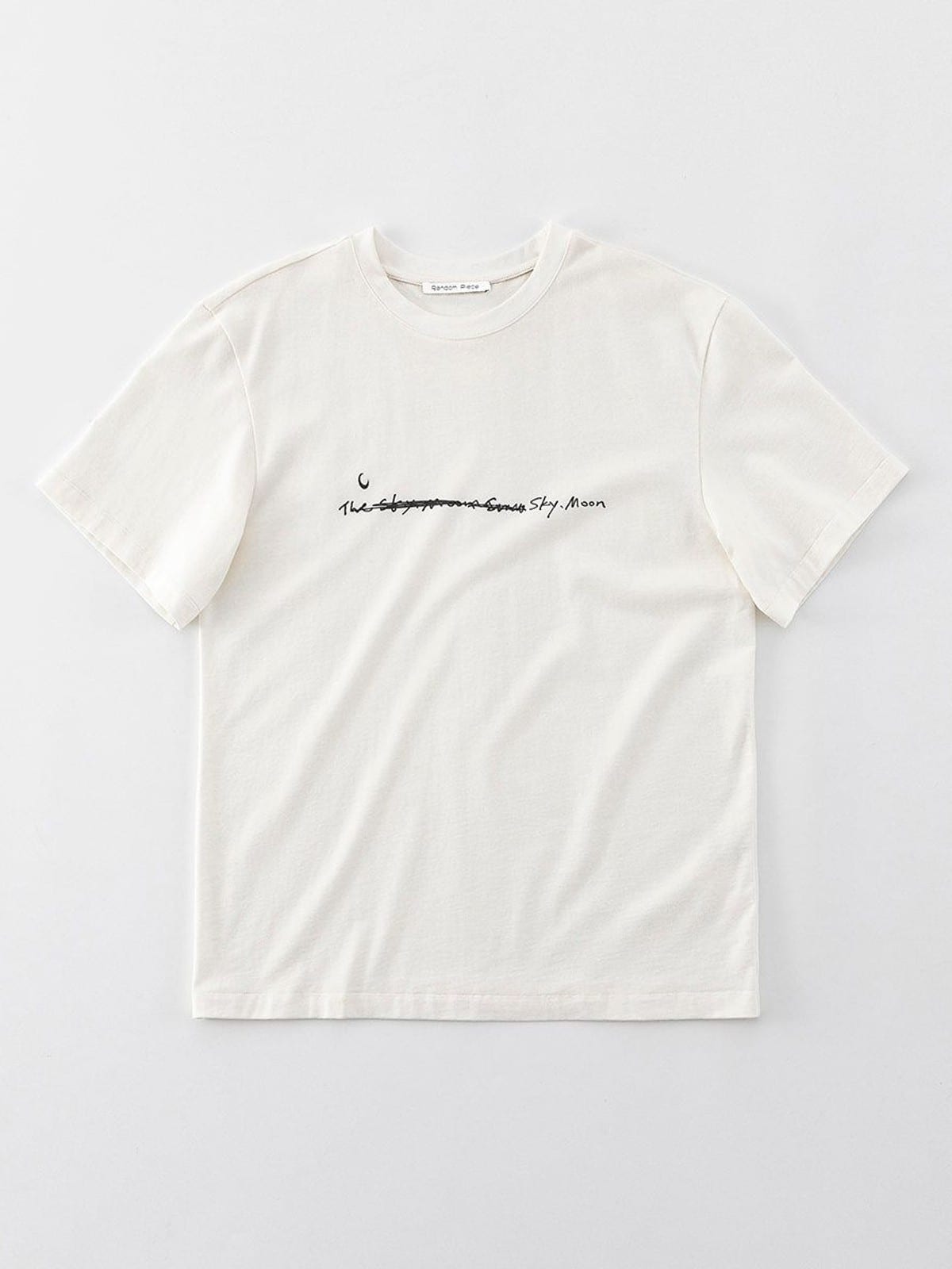 Random Piece Script Letter Print Cotton T Shirt in White
