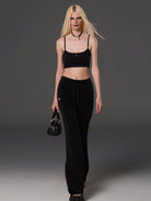 SMFK Cotton Blend Flared Sweatpants in Black - On Female Model