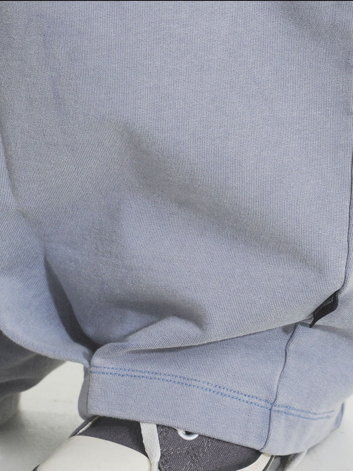 MASONPRINCE Wide Leg Inverted Pleat Sweatpants in Purple - On Model
