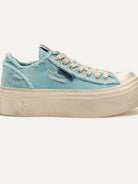 SMFK Distressed Canvas Skate Sneakers in Sky Blue