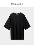 MSBEAST Sheer Lyocell Cashmere Half Sleeve T Shirt in Black