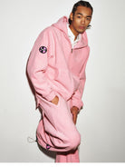 MEDM Lightweight Fleece Drawstring Sweatpants in Pink - On Male Model