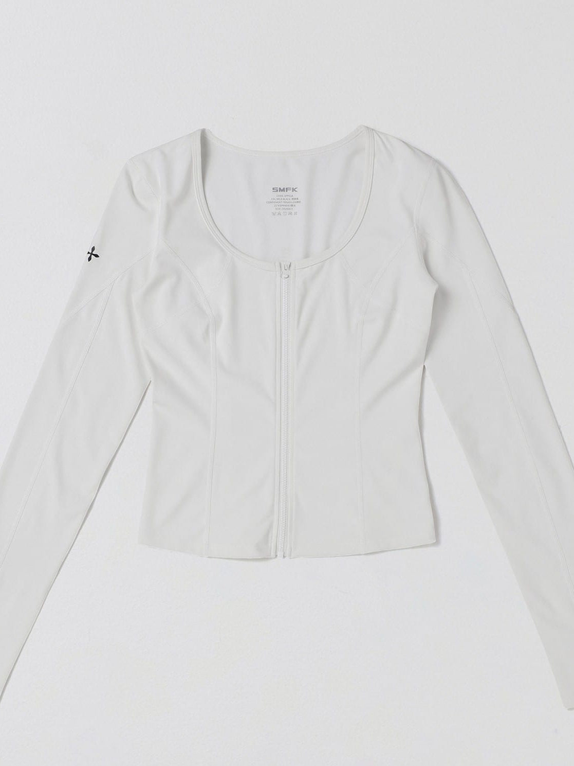 SMFK Scoop Neck Zip Up Sports Jacket in White