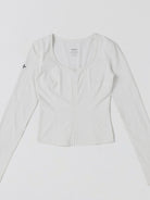 SMFK Scoop Neck Zip Up Sports Jacket in White