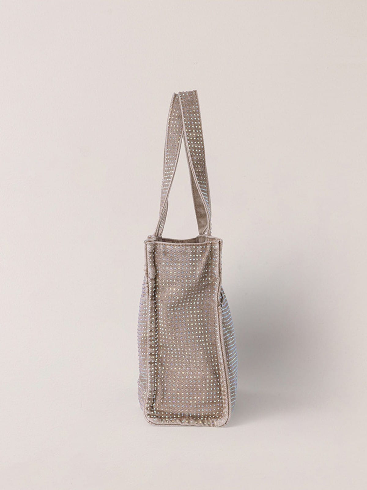SMFK Distressed Denim Chain Tote Bag in Wild Diamond