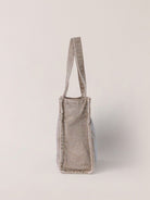SMFK Distressed Denim Chain Tote Bag in Wild Diamond