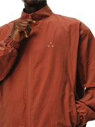FPA Cotton Blend Stand Collar Jacket in Orange - On Male Model