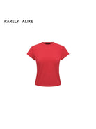 RARELY ALIKE Cotton Bowknot Crewneck T Shirt in Red