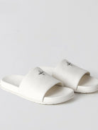 SMFK Leather Cross Detail Slide Sandals in White