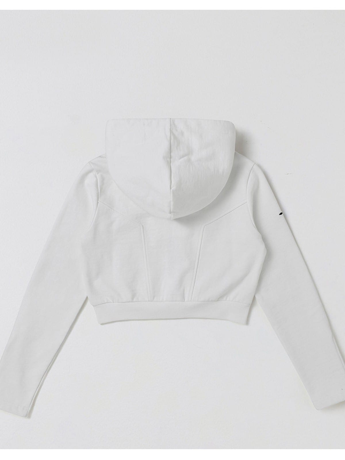 SMFK Cotton Wool Blend Cropped Zip Up Hoodie in White