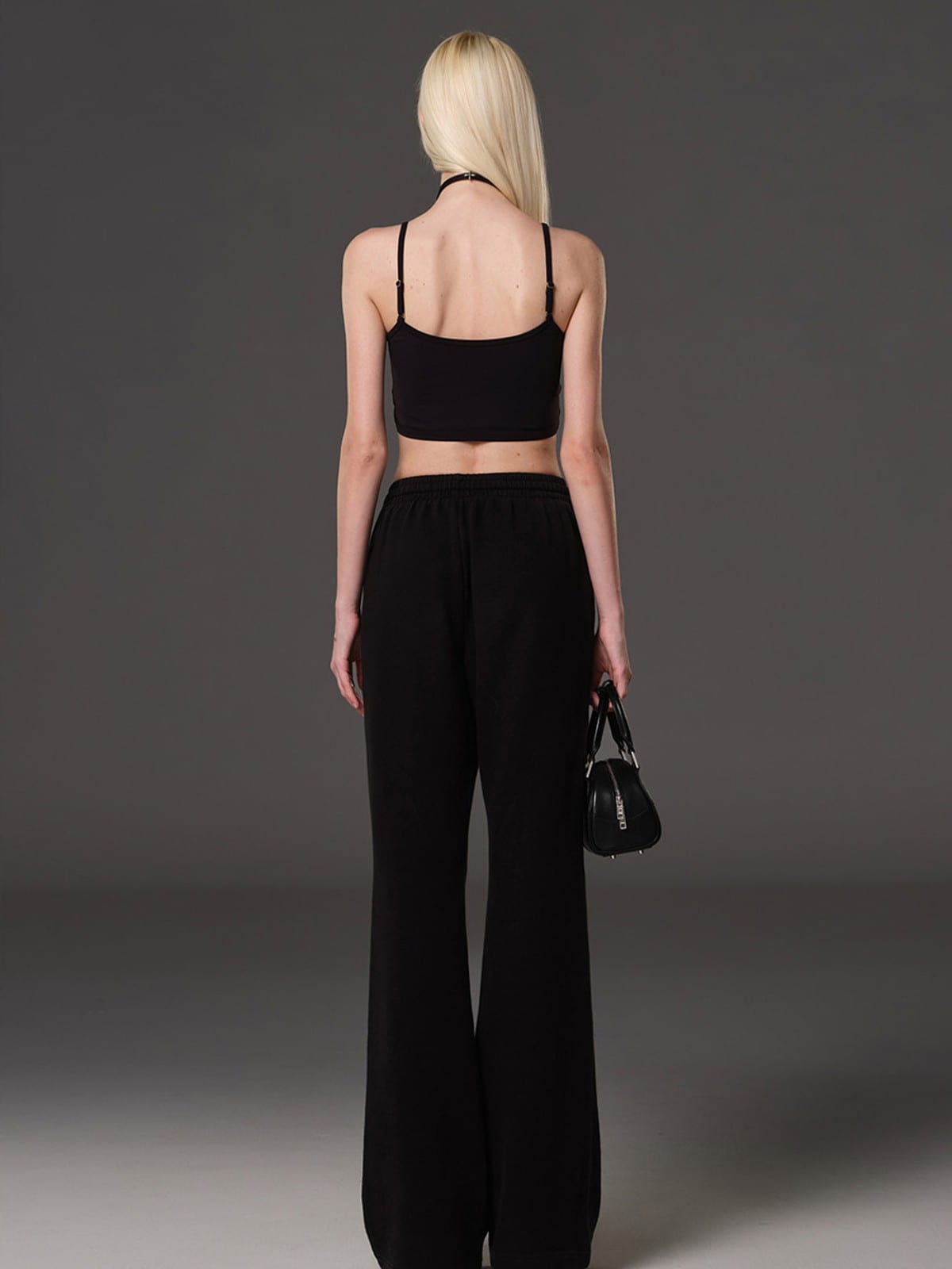 SMFK Cotton Blend Flared Sweatpants in Black - On Model