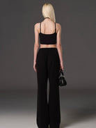 SMFK Cotton Blend Flared Sweatpants in Black - On Model