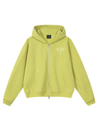 MEDM 3D Logo Two Way Zip Cotton Hoodie in Green
