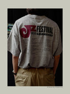USAGE JZ Festival Graphic Cotton T Shirt in Gray - On Model