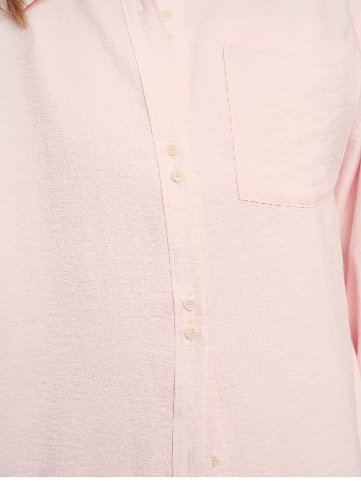 TEASEL Crinkled Silk Blend Short Sleeve Top in Pink - On Female Model
