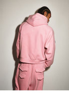 MEDM Lightweight Fleece Drawstring Sweatpants in Pink - On Model