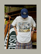 USAGE Canoe Club Graphic Cotton T Shirt in White - On Male Model