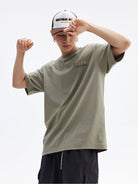 MEDM Cooling Cotton Blend T Shirt in Mint - On Male Model