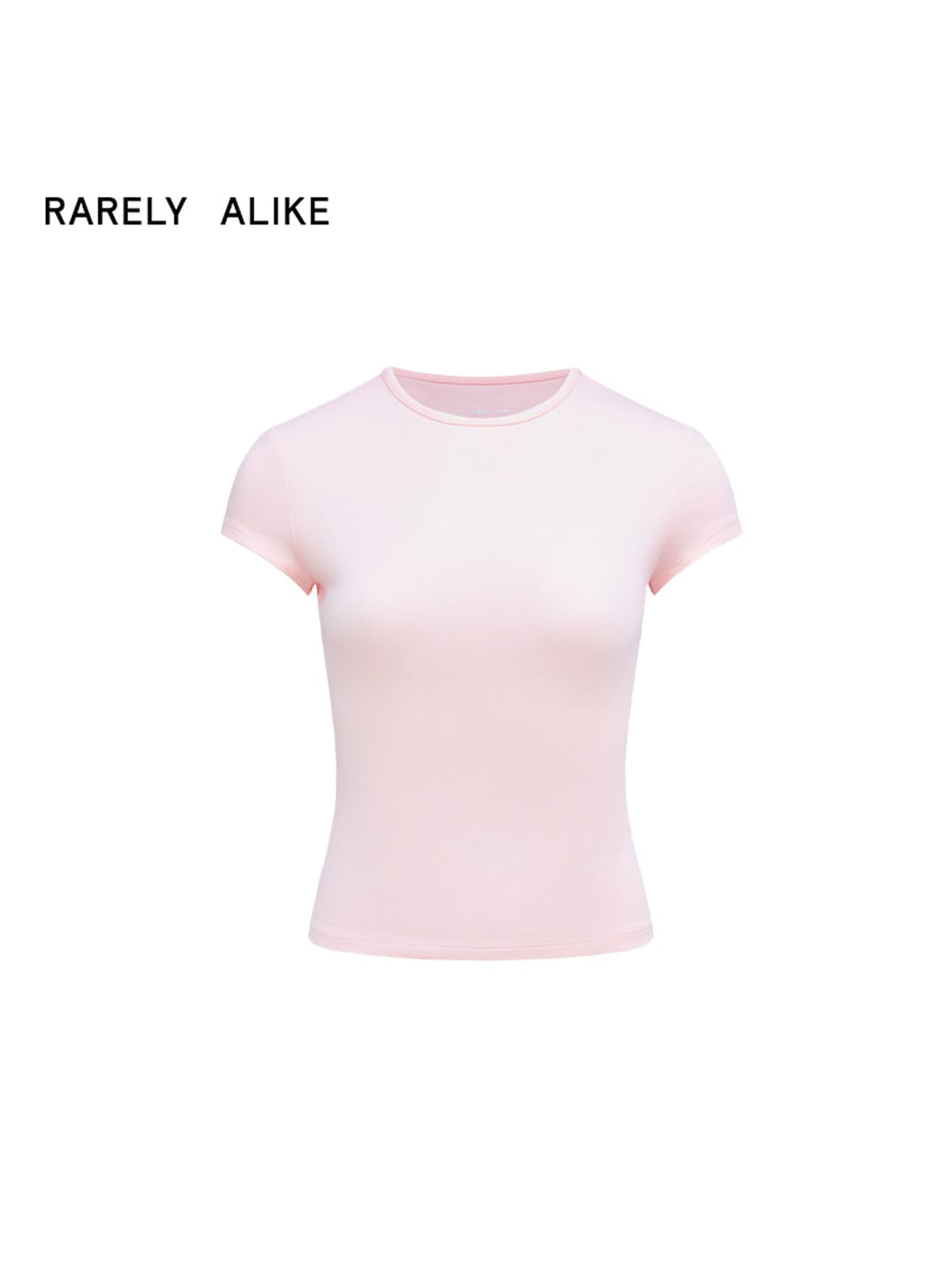 RARELY ALIKE Cotton Blend Crew Neck T Shirt in Pink
