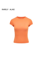 RARELY ALIKE Hourglass Cotton Crew Neck T Shirt in Orange