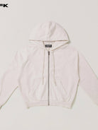 SMFK Washed Cotton Zip Up Hoodie in White