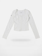 SMFK Scoop Neck Zip Up Sports Jacket in White