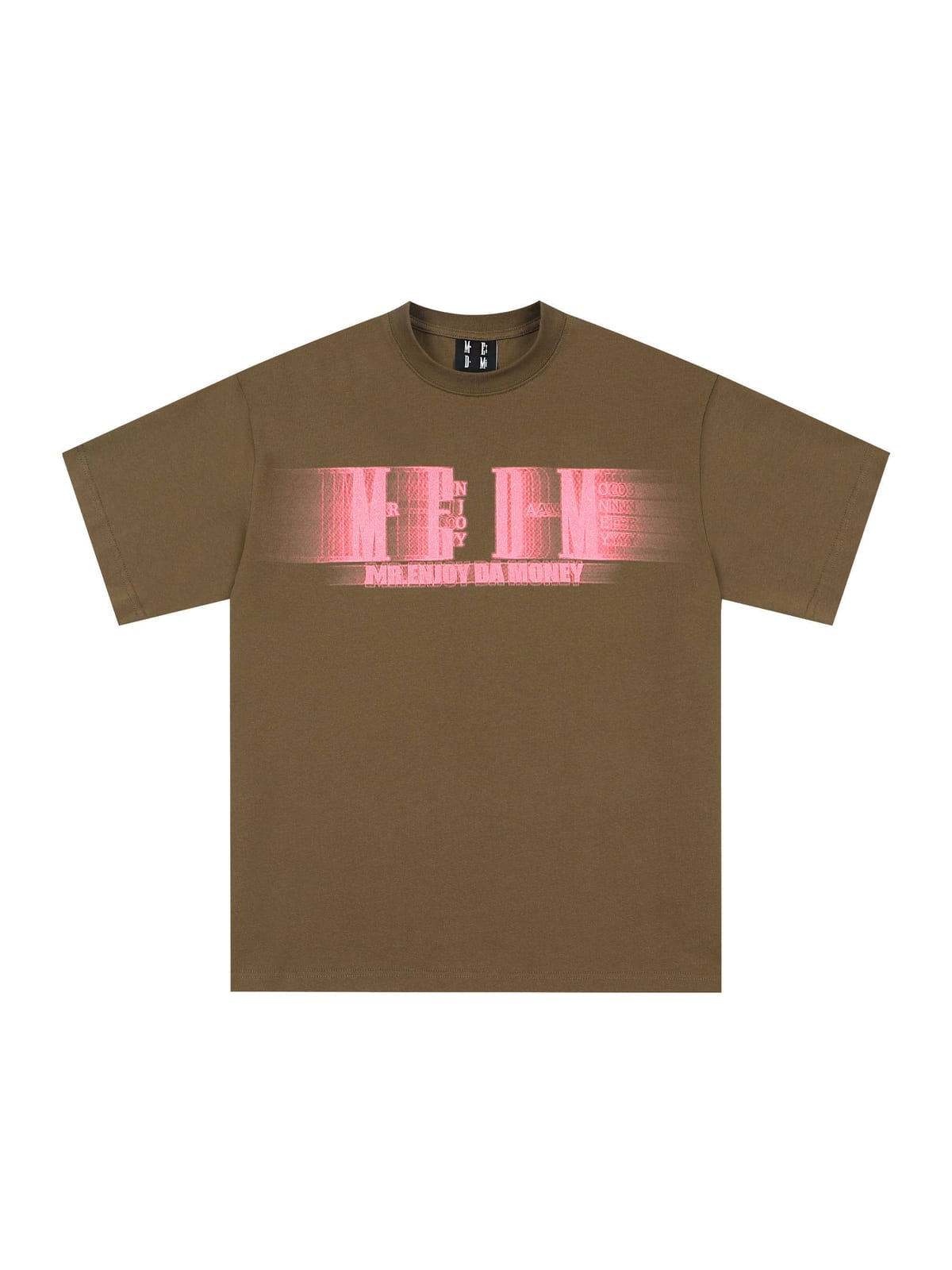 MEDM Glitch Logo Graphic Cotton T Shirt in Brown