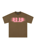 MEDM Glitch Logo Graphic Cotton T Shirt in Brown
