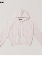 SMFK Washed Cotton Zip Up Hoodie in White