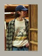 USAGE Canoe Club Graphic Cotton T Shirt in White - On Male Model