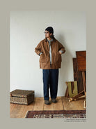 USAGE Heavyweight Canvas Hunting Jacket in Beige - On Male Model