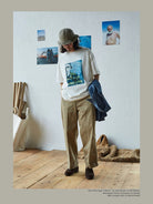 USAGE Air Spun Cotton Graphic T Shirt in White - On Male Model