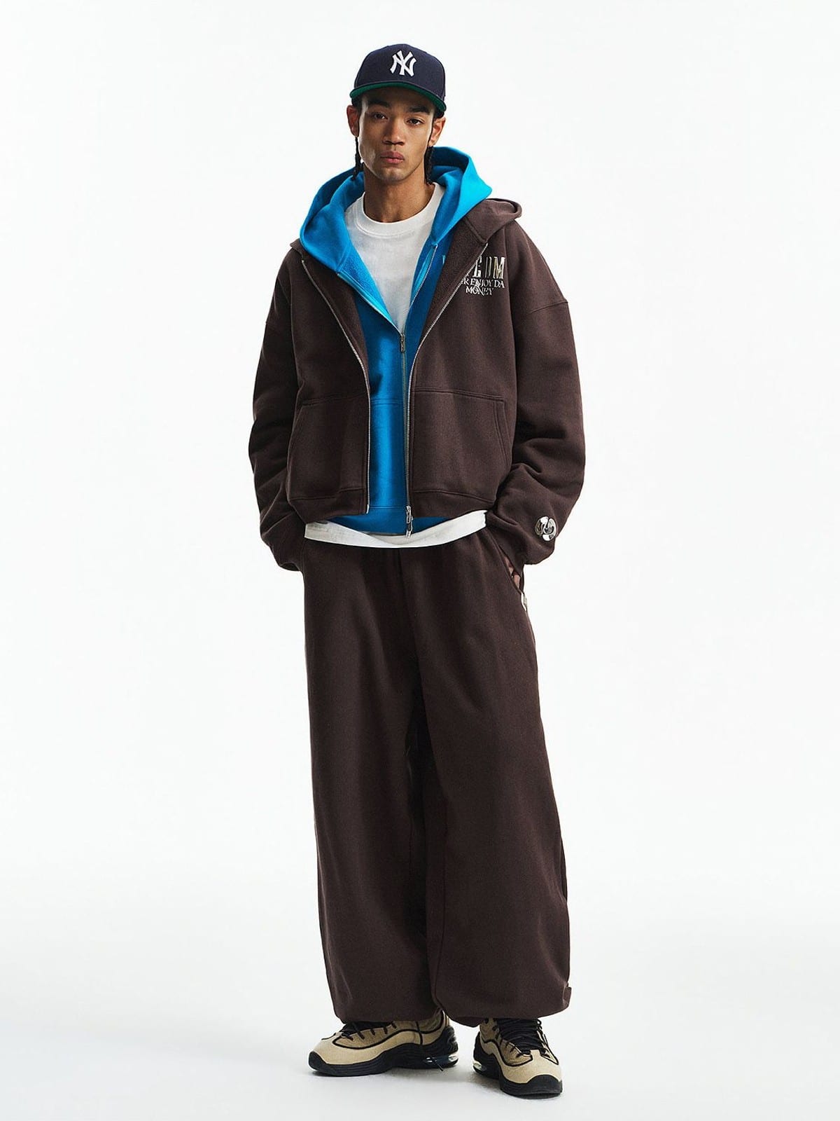 MEDM Cotton Drawstring Sweatpants in Brown - On Male Model