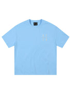 MEDM Tufted Logo Cotton T Shirt in Sky Blue