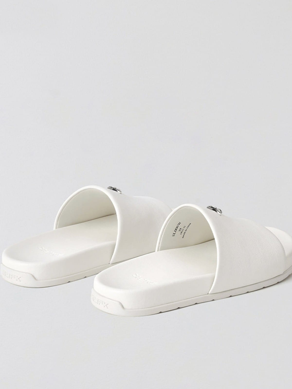 SMFK Leather Cross Detail Slide Sandals in White