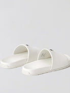 SMFK Leather Cross Detail Slide Sandals in White
