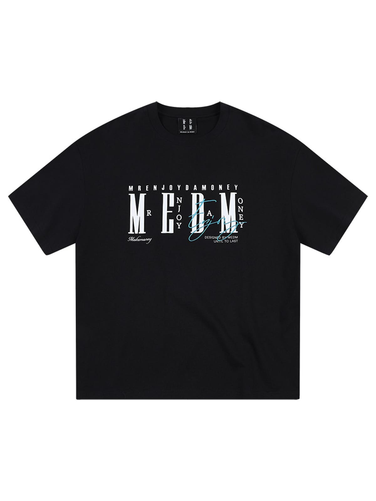 MEDM Vintage Logo Typography Cotton T Shirt in Black