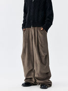 MEDM Wide Leg Parachute Cargo Pants in Brown - On Model