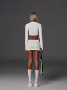 SMFK Cropped Nylon Blend Zip Up Jacket in White - On Model
