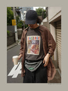 USAGE Heavyweight Graphic Cotton T Shirt in Dark Gray - On Male Model