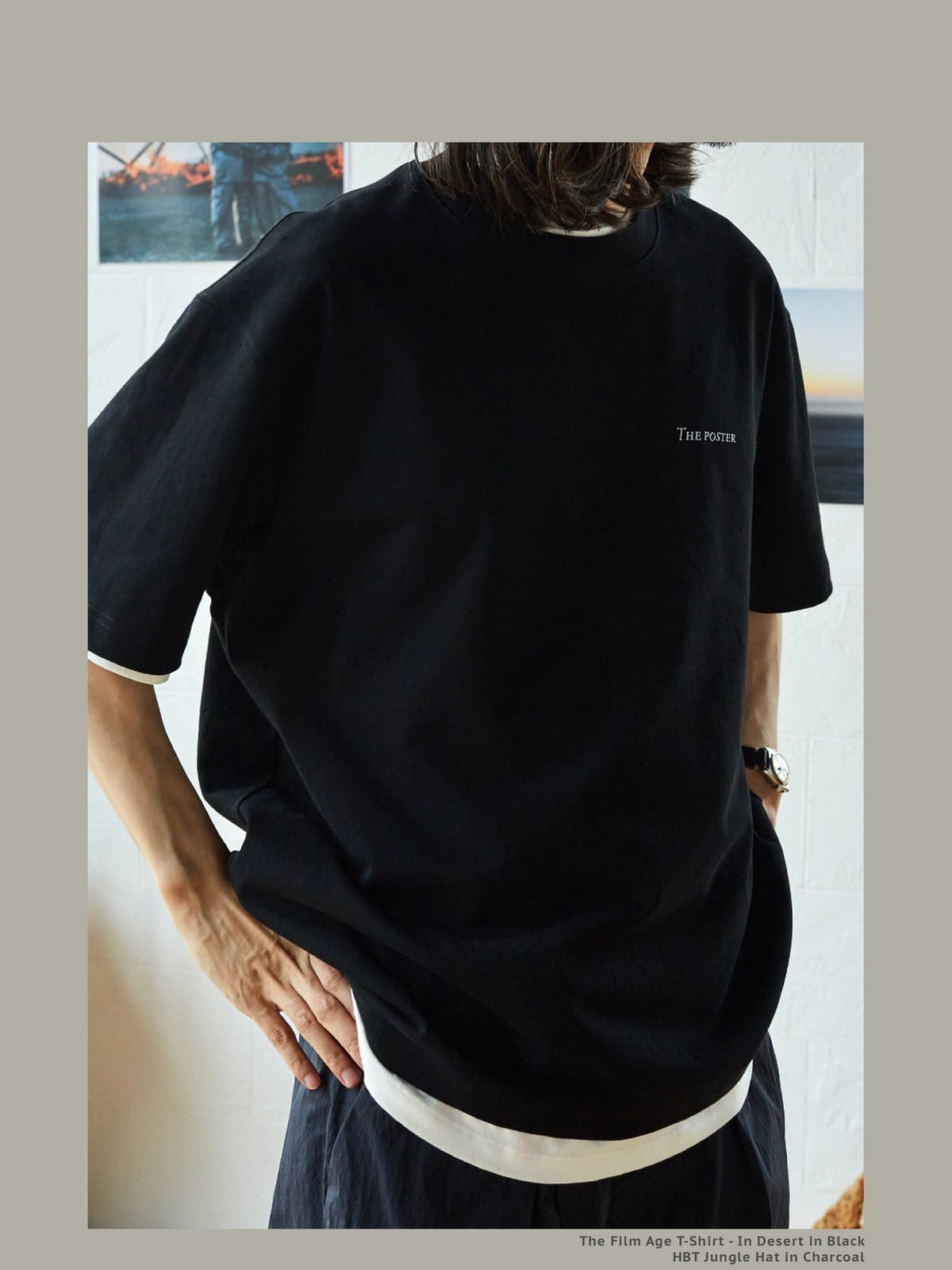 USAGE Vintage Photo Print Cotton T Shirt in Black - On Model