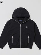 SMFK Oversized Cotton Wool Zip Up Hoodie in Black